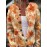 Plus Size - Plus Size, Women'S Plus Size Lightweight Floral Print Cardigan - Vibrant Orange & Yellow All-Over Flower Pattern, Elegant Round Neck Long Sleeve Sweater Coat, Non-Stretch Fabric Fall Winter Outerwear for Casual to Formal Wear