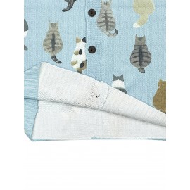 Plus Size - 2D FLAT PATTERN Plus Size, All-printed Elegant Cardigan Jacket For Cats And Dogs, Elastic Round Neck Button-front Lightweight Autumn And Winter Jacket For Women, Casual Jacket For Pet Lovers