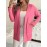 Elegant Oversized Long Sleeve Cardigan for Women - Solid Color, Medium Stretch, with Pockets, Fall/Winter Fashion, Plus Size, Pink