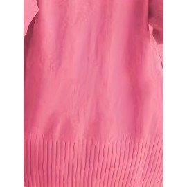 Elegant Oversized Long Sleeve Cardigan for Women - Solid Color, Medium Stretch, with Pockets, Fall/Winter Fashion, Plus Size, Pink