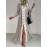 Women's Elegant A-Line Dress with Striped Cardigan & Mid-Length Dress - Asymmetrical Hem, Collar, Loose Fit, A-Line Silhouette, Straight Sleeve Cardigan for Spring/Autumn Wear, Machine Washable Dress Suitable for, Semi-Formal Events