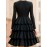 Women'S Elegant Solid Black A-Line Layered Hem Tunic Dress with Puffed Sleeve-like Effect - Structured Fitted Top & Flowing Skirt, Floor-Length or Above-Knee Length, Machine Washable Formal Party Wedding Gala Dress for Spring/Fall, Round Neck Long Sleeve Elegant Party Dress for Women, Wedding Dresses for Women, Formal Dress, Elegant Classy Dresses for Women, Wedding Dress, Dresses for Women Elegant Classy, Highquality Fabric, Smooth Texture Dress, Long Sleeve Dresse For Women, Women