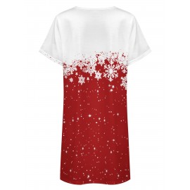 Women's 3D All-Over Christmas Snowman & Golden Fireworks Print Strapless Dress with Pocket - Elegant Sleeveless Party Wedding New Year Dress, Machine Washable Festive Dress for Special Occasions