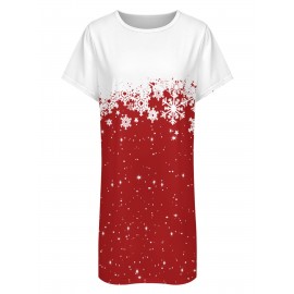 Women's 3D All-Over Christmas Snowman & Golden Fireworks Print Strapless Dress with Pocket - Elegant Sleeveless Party Wedding New Year Dress, Machine Washable Festive Dress for Special Occasions