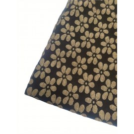 Women's Elegant Golden & Olive Green Floral Print Winter Dress - Thick Strap Sleeveless A-Line with Full-Length Zipper, Round Neck Short Hem, Machine Washable Party Wedding Guest Dress (Golden/Tan)