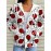 Plus Size Women's Red 3D Ladybug Zip-Up Hooded Jacket - Full-Body Print Retro H-Line Loose Fit Sweatshirt with Front Zipper & Umbrella Hem, Cozy Fall/Winter Outerwear (Machine Washable)