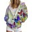 Plus Size Women'S 3D Butterfly & Floral Print Zip-Up Hoodie Jacket - Oversized Loose Fit Retro V-Neck Sweatshirt with Pockets, Long Sleeve Full-Zip Front, Multicolor All-Over Print (PinkPurple/Yellow/Green/Orange) for Fall Winter Warmth