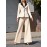 Women's elegant beige contrasting black collar suit with waist design shows the figure, wide-leg pants are high, the workplace style is capable, the versatile high-end suit two-piece suit is suitable for business occasions and workplace commuting, Suits for Women, Pants Suits for Women Elegant Classy, Womens Pant Suit Set, Ladies Suits for Women, Womens Suits, Professional Outfit, Business Attire, Elegant Suit, Stylish Blazer, Highquality Tailoring, Structured Design,