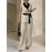Women's Elegant Blazer & Wide-Leg Pants Set - Sleeveless Jacket with Belt, High-Waisted Trousers, Spring/Summer, Office or Casual, Formal Attire, Sleek Design