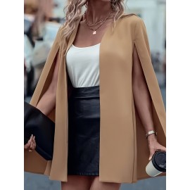 [Versatile Blazer] Elegant Women's Cape Sleeve Blazer Jacket | Solid Color H-Silhouette Open Front Design, Versatile All-Season Casual to Professional Outerwear | Quality Fabric, Minimalist Style, Dry Clean Only