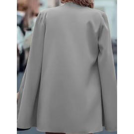 [Versatile Blazer] Elegant Women's Cape Sleeve Blazer Jacket | Solid Color H-Silhouette Open Front Design, Versatile All-Season Casual to Professional Outerwear | Quality Fabric, Minimalist Style, Dry Clean Only