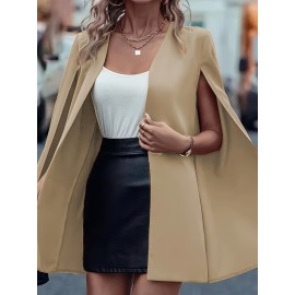 [Versatile Blazer] Elegant Women's Cape Sleeve Blazer Jacket | Solid Color H-Silhouette Open Front Design, Versatile All-Season Casual to Professional Outerwear | Quality Fabric, Minimalist Style, Dry Clean Only
