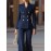 Women's Summer Suit Set, Loose Fit, Wide - leg Trousers Design, Decorated with Metal Buttons, Trendy and Versatile, Suitable for Weekend Outings/ Friends' Gatherings/ Shopping, Must - have for Casual Fashion