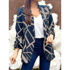 Women's Lightweight Blazer Suit Jacket - Short Office Blazer with Open Front & Single-Breasted, Loose Fit Long Sleeve Coat for Professional Work Attire, Blazer Suit (Machine Washable, All-Season) - OL Suit Essential for Spring/Fall