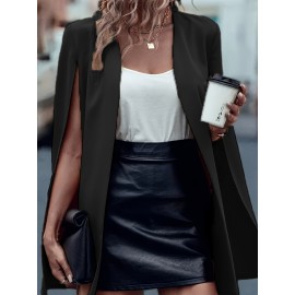 [Versatile Blazer] Elegant Women's Cape Sleeve Blazer Jacket | Solid Color H-Silhouette Open Front Design, Versatile All-Season Casual to Professional Outerwear | Quality Fabric, Minimalist Style, Dry Clean Only